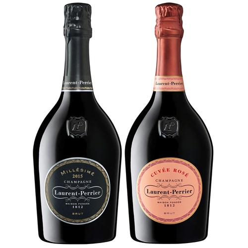 Mixed Laurent Perrier Cuvée Rosé and Brut Vintage (2x75cl) – Premium Champagne Duo